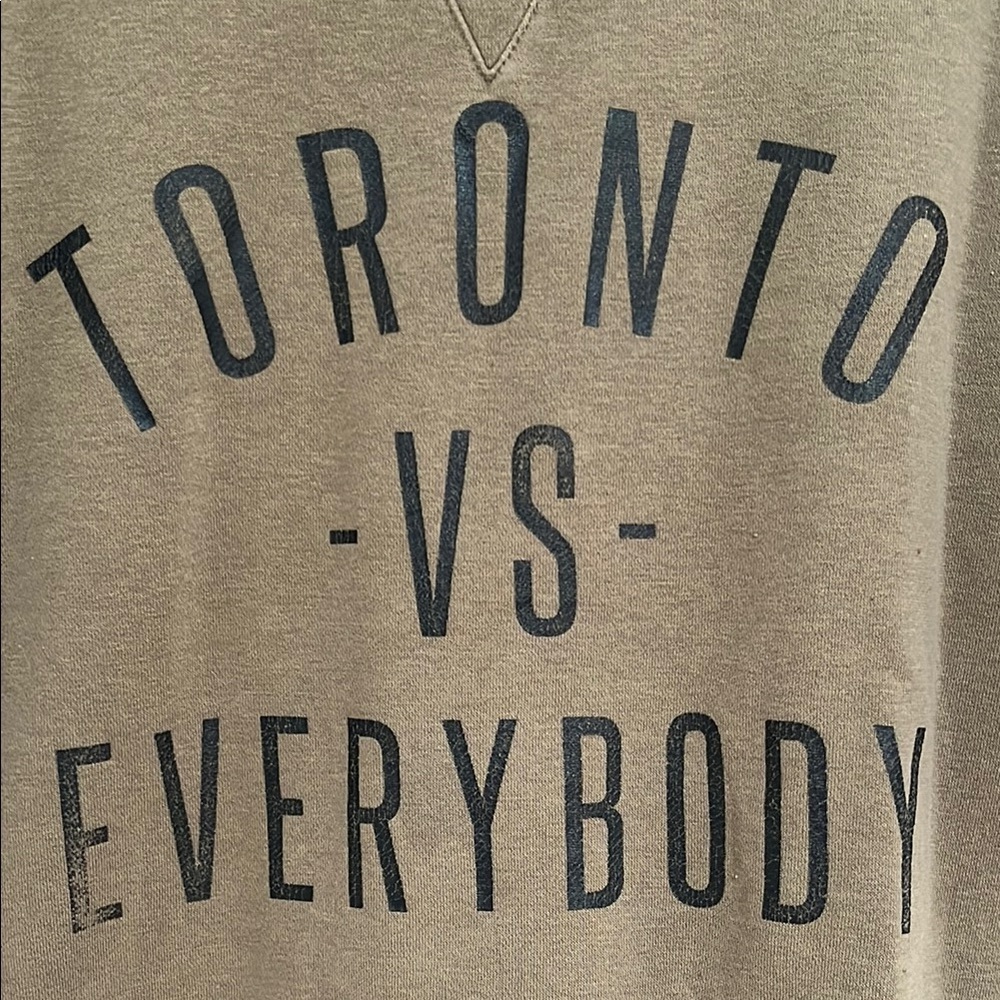 Army Green Crew Neck Sweater with Toronto Graphic